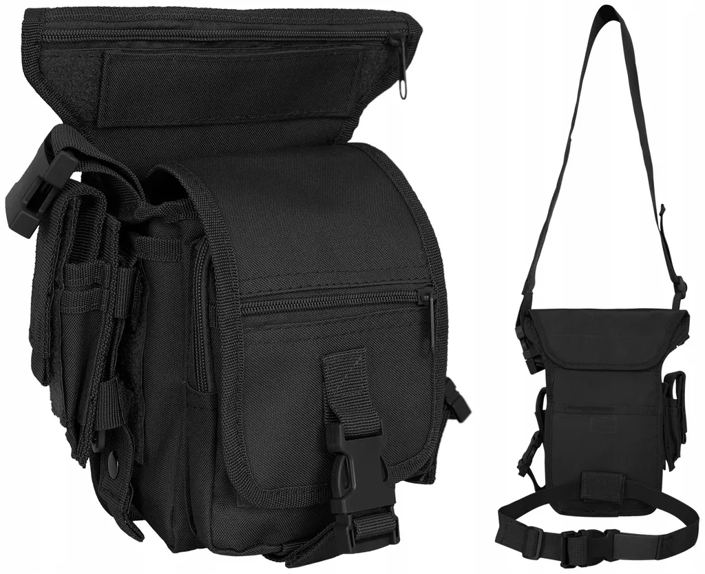 MFH Borsa Tattica 3 in 1 Nera: Cosciale, Lombare, Tracolla Multiruolo