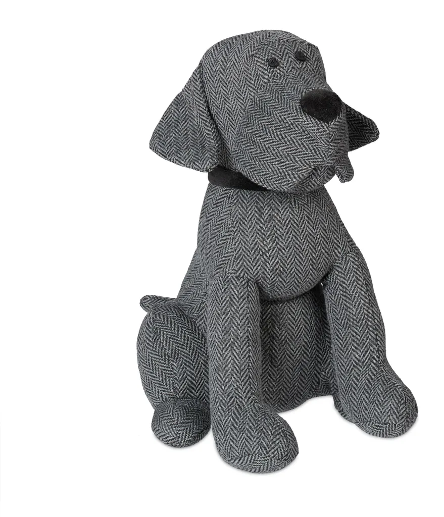Empêcher les portes de claquer - Butée chien gris 33 cm lestée en tissu