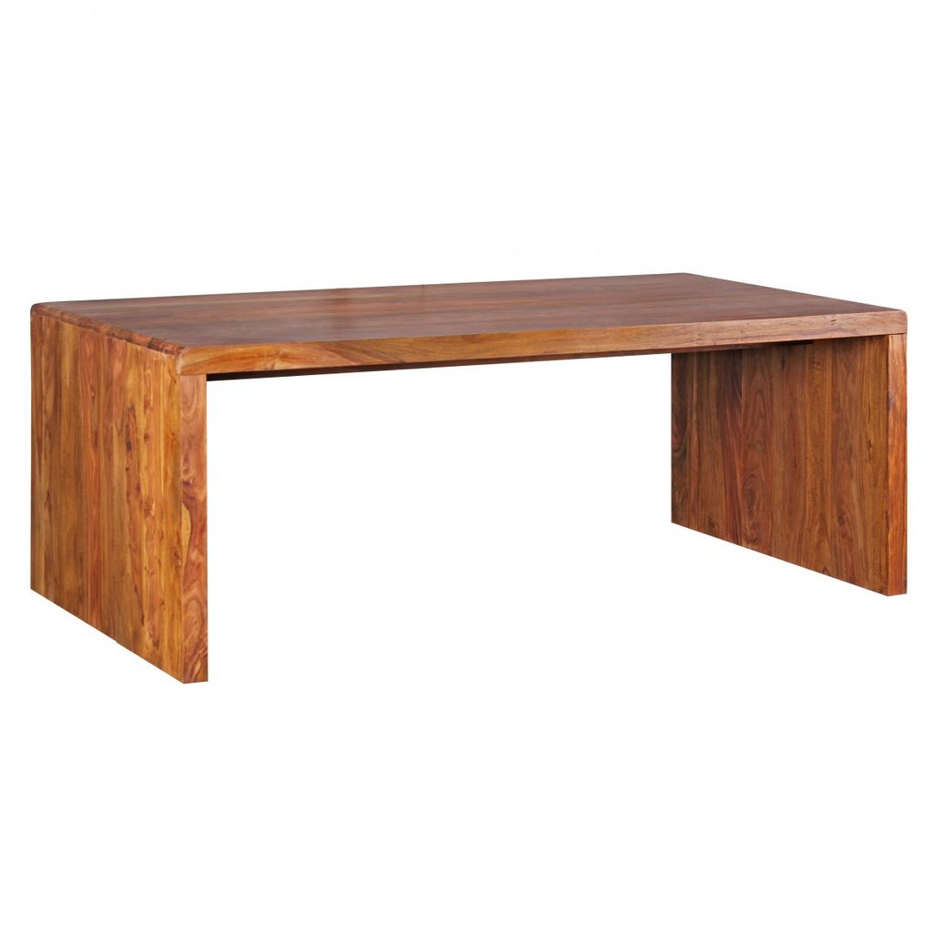 WOHNLING Schreibtisch BOHA Massiv-Holz Sheesham Computertisch 200 cm breit Echtholz Design Ablage Büro-Tisch Landhaus-Stil
