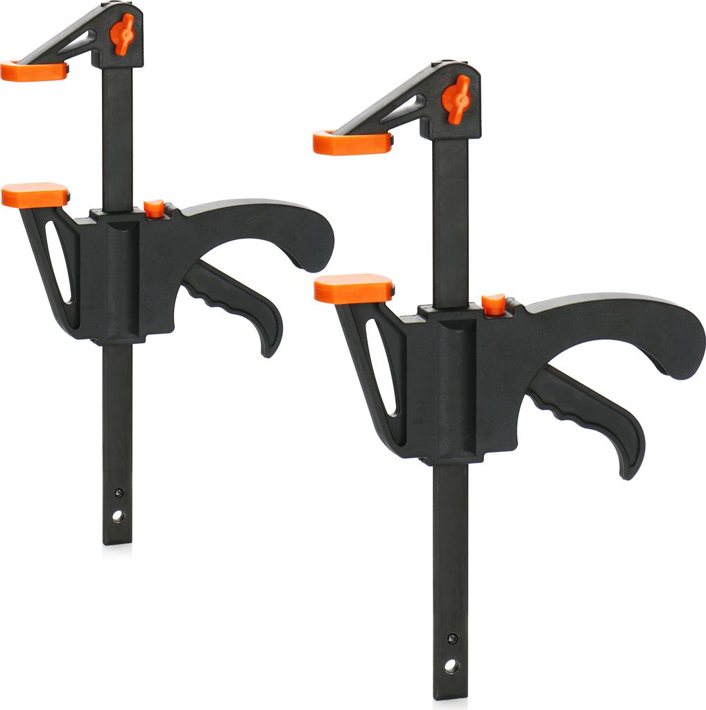com-four 2x Einhandzwinge - Zwingen - Schnellspannzwingen Set für Handwerker - Schraubzwinge - Handzwinge zum Spannen und Klemmen mit einer Hand