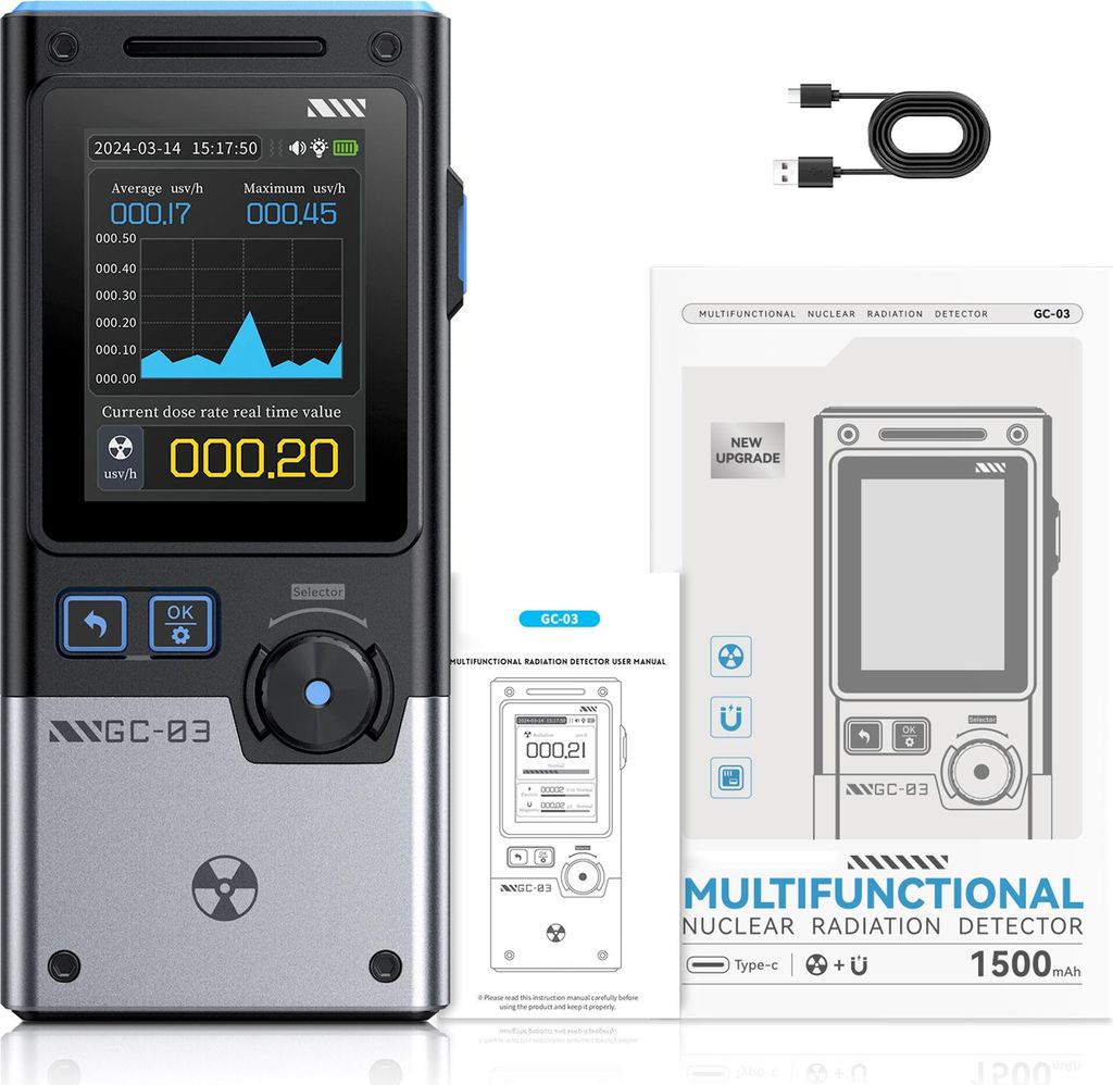 GC-03 3-in-1 Elektromagnetischer Nuklearstrahlungsdetektor – Messgerät für elektrische und magnetische Felder mit Geigerzähler und Alarmfunktion