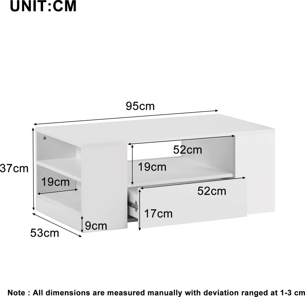 Petite table basse blanche avec tiroirs pour optimiser votre rangement