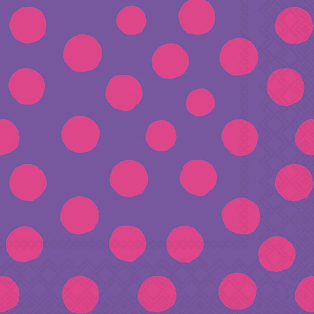 Servietten Lunch 33x33cm 3-Lagig 20 Servietten Punkte rosa lila Napkin 33 Polka dots pink/purple