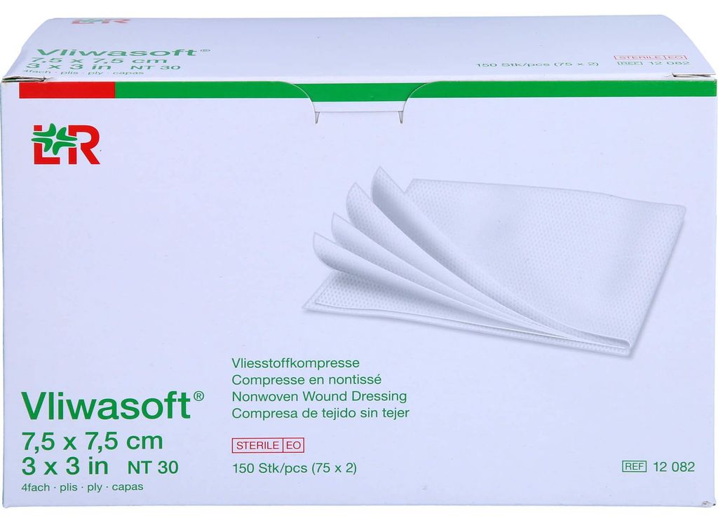 Vliwasoft Vliesstoffkompresse steril 7,5x7,5cm, 150 St KOM Obrázok produktu 