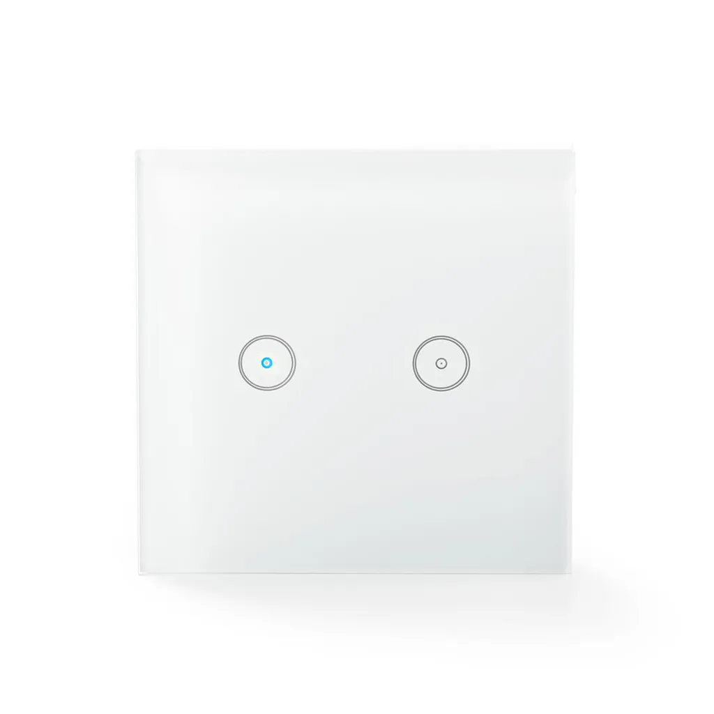 Interrupteur Mural Connecté Wi-Fi Nedis WIFIWS20WT Double Blanc en Verre