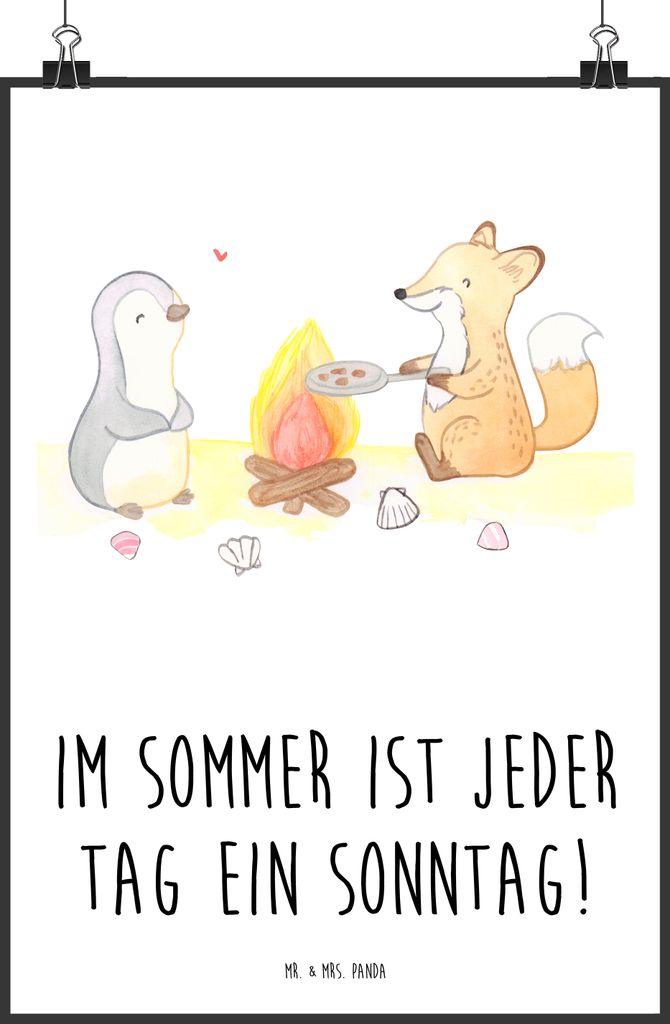 Mr. & Mrs. Panda Bild Sommer Sonntag DIN A3 - Weiß - Geschenk, Wetter während des Jahres, Blühende Blumen, Strand, Sommergefühle, Kunstdruck, d...