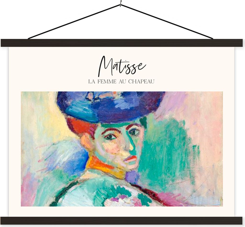 MuchoWow Textilposter La femme au chapeau - Henri Matisse - Gemälde 40x30 cm mit schwarzem Rahmen - Dekorationen