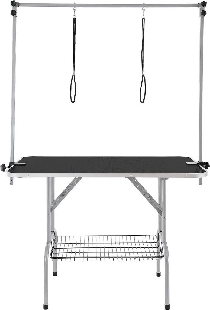 Poste de toilettage canin pliable 117 cm avec potence double et sangles