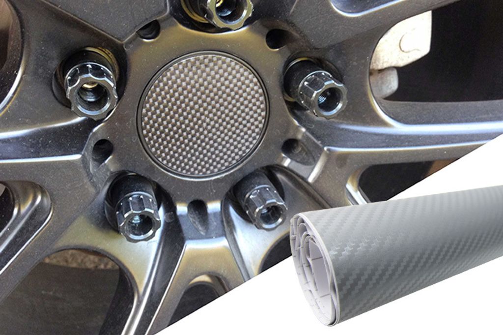 4x Alufelgen Felgen Naben Deckel Design Folie Carbon Silber für viele Fahrzeuge
