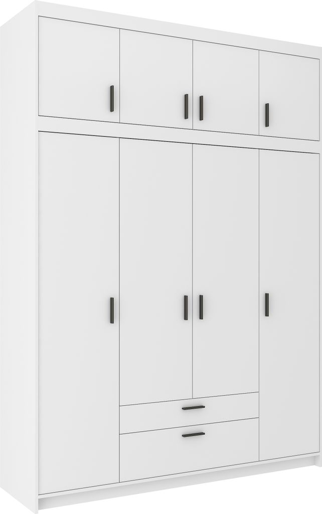 Tkmoebel 4-türiger Kleiderschrank + Aufsatz LENA 4D Produktbild 