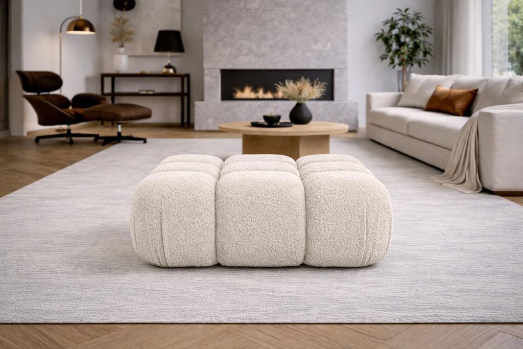 Kaiser Möbel Hocker Modularer, Bouclé-Stoff Abriamo, Beige, Selia
