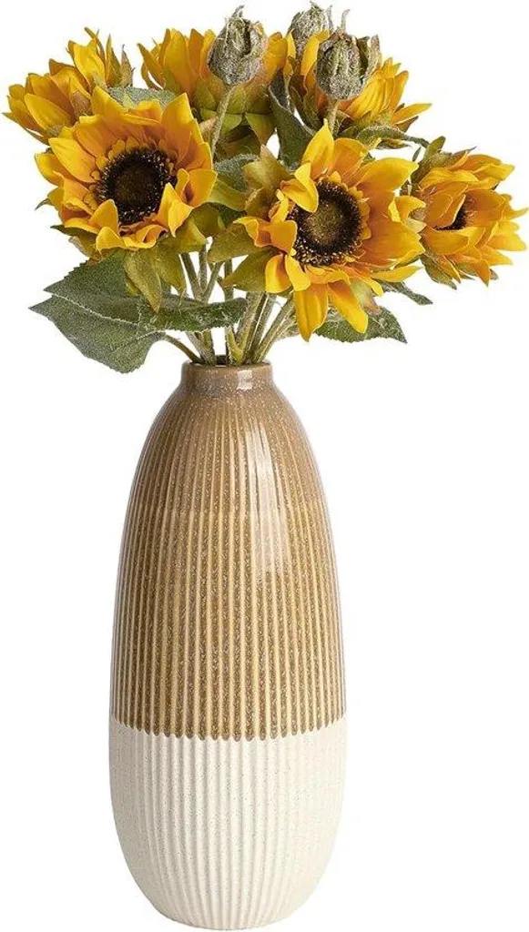 Vase en porcelaine rayé marron style cottage moderne pour décoration