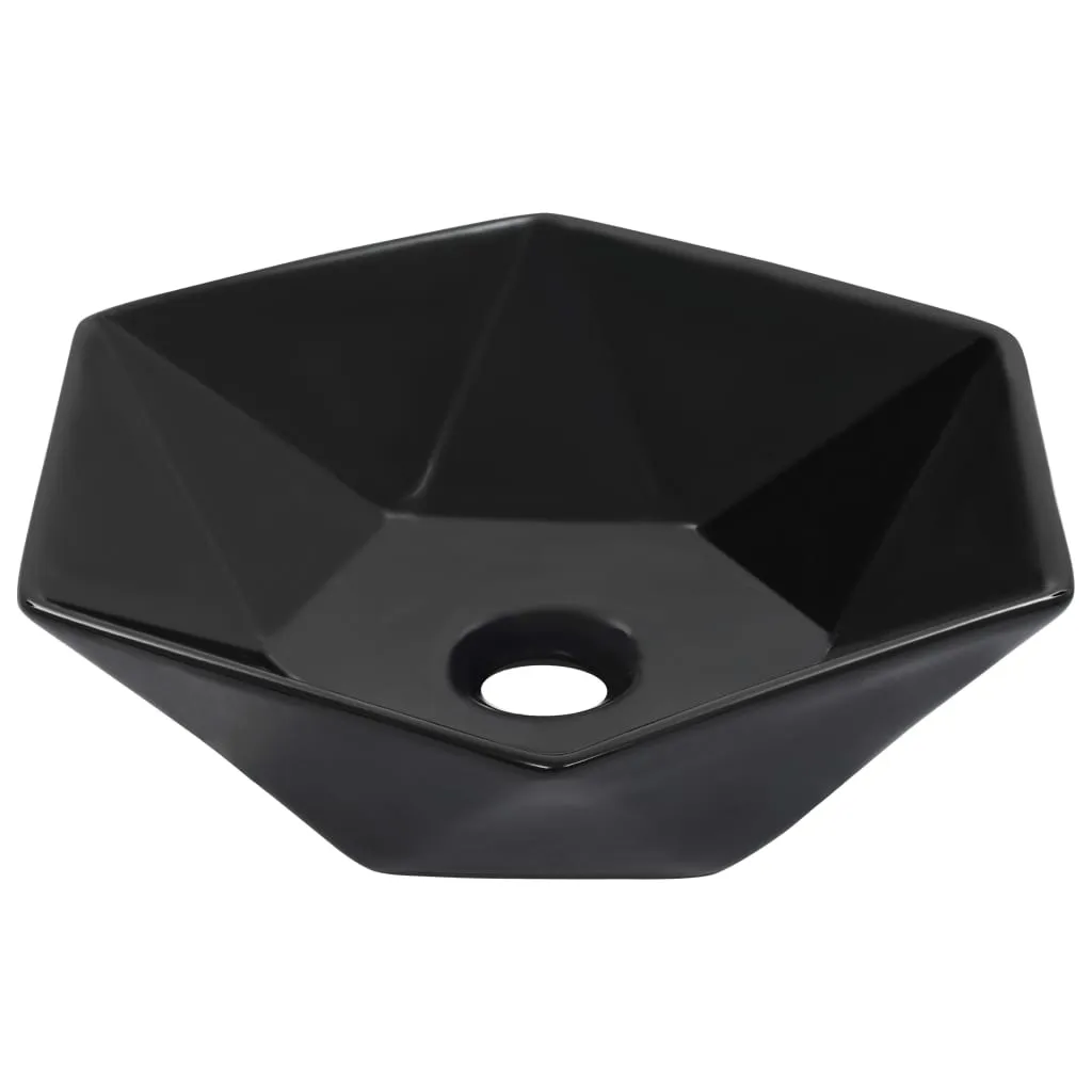 Vasque céramique noire design, solution gain de place, 41cm vidaXL - 6