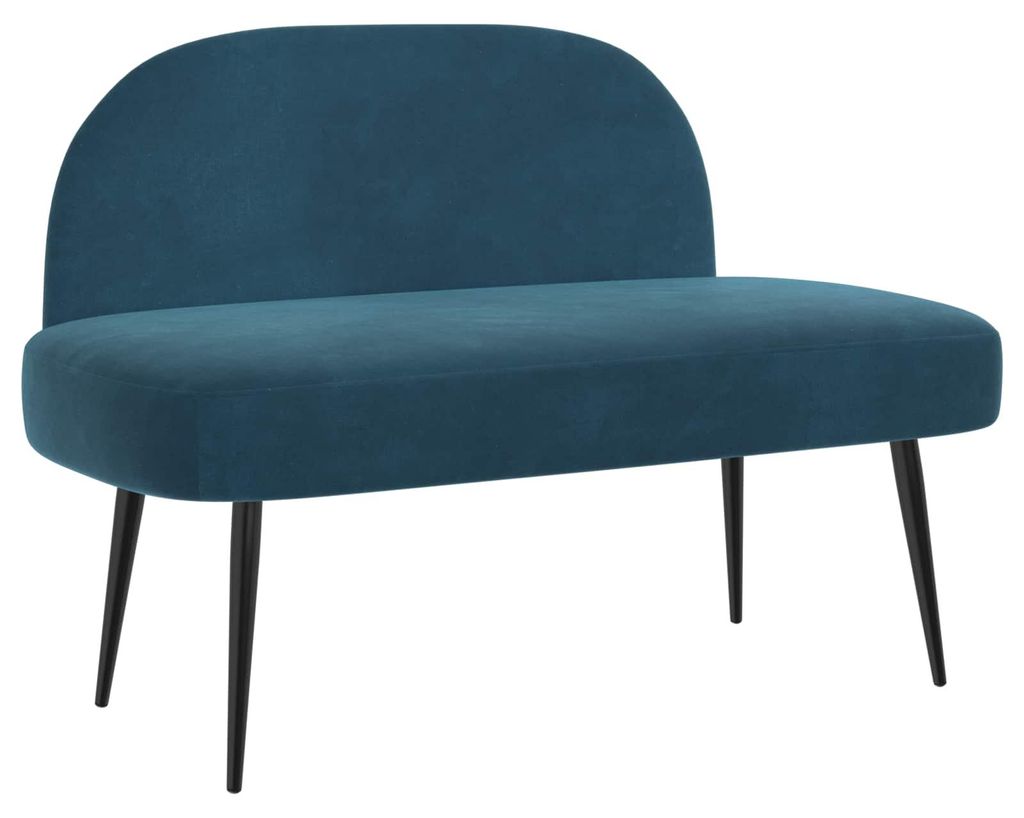 Gepolsterte Bank mit Rückenlehne Blau 110 x 60 x 76 cm Samt