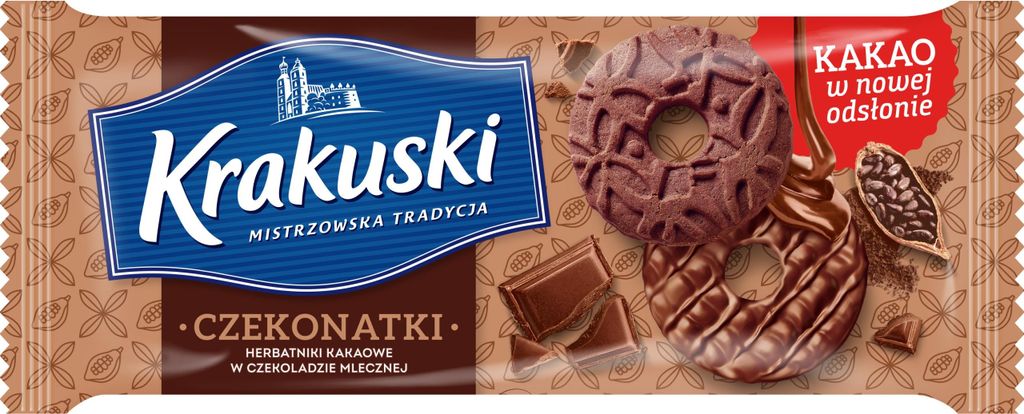 Krakuski herbatniki kakaowe w czekoladzie mlecznej 165 g Obrázok produktu 