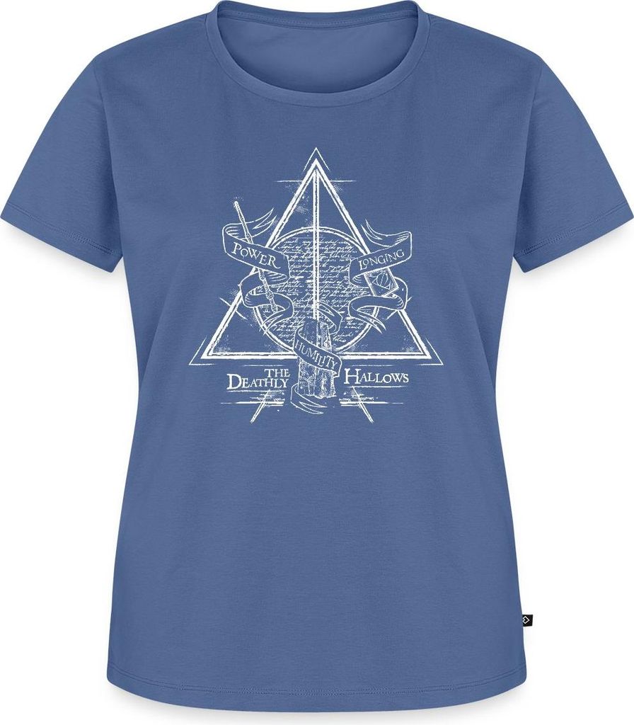 Spreadshirt Harry Potter The Deathly Hallows Frauen Premium T-Shirt, 4XL, Taubenblau