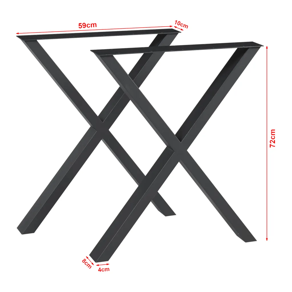 Pied de table en X Greith noir 72x59 cm pour table à manger et bureau