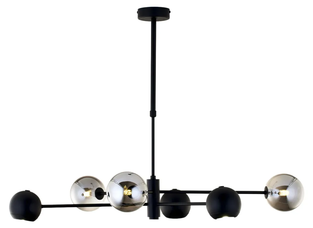 Suspension métal 6 spots GU10 MOKA noir fumé, luminaire grand format