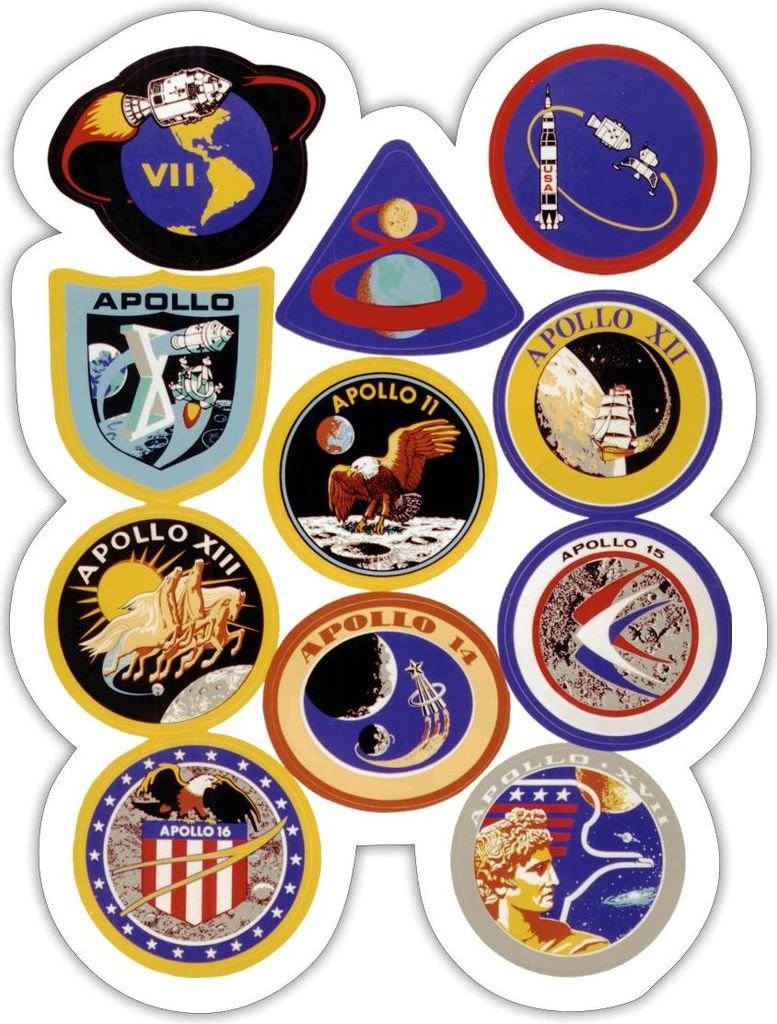 Spreadshirt NASA Apollo Mission Abzeichen Sticker Aufkleber, 10 x 10 cm, Mattweiß