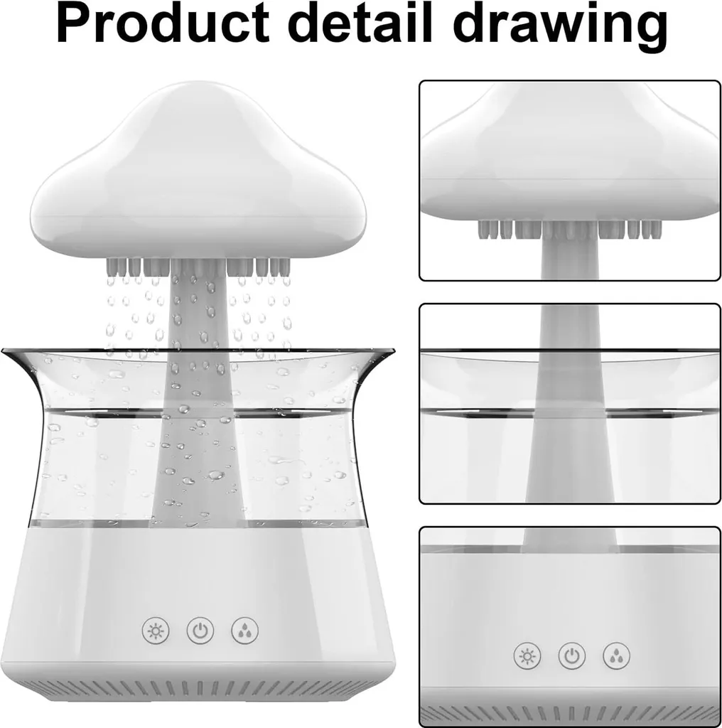 Humidificateur nuage de pluie 450ml avec diffuseur d'huiles et télécommande - 7
