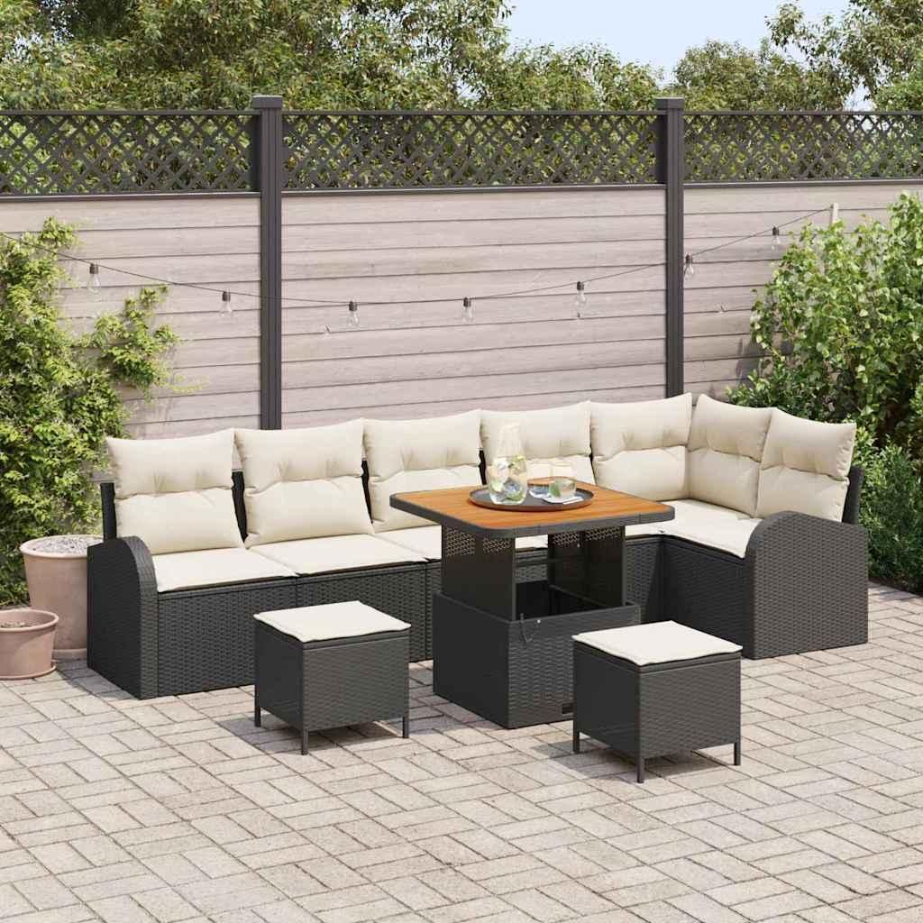 Maison Exclusive - Gartensofa-set mit Kissen 9 pcs Schwarz Poly-Rattan
