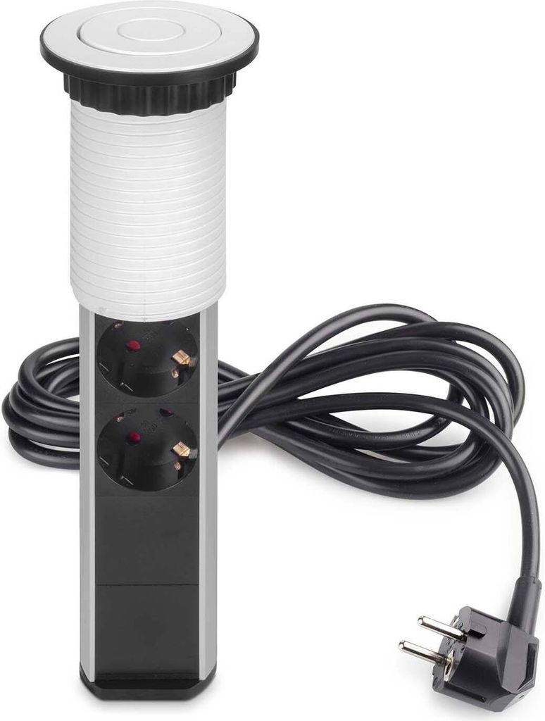 Emuca Vertikaler Hebbarer Multikonnektor 60 Mm Silber One Size / EU Plug 220V Silber One Size
