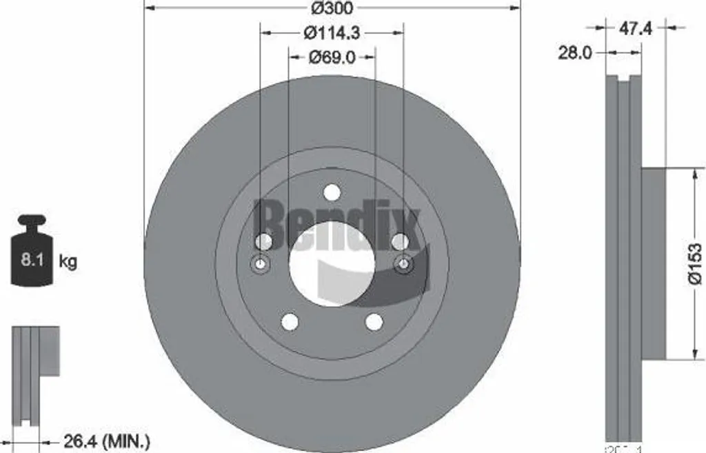 Disque de frein BENDIX haute résistance thermique pour Proceed et i30