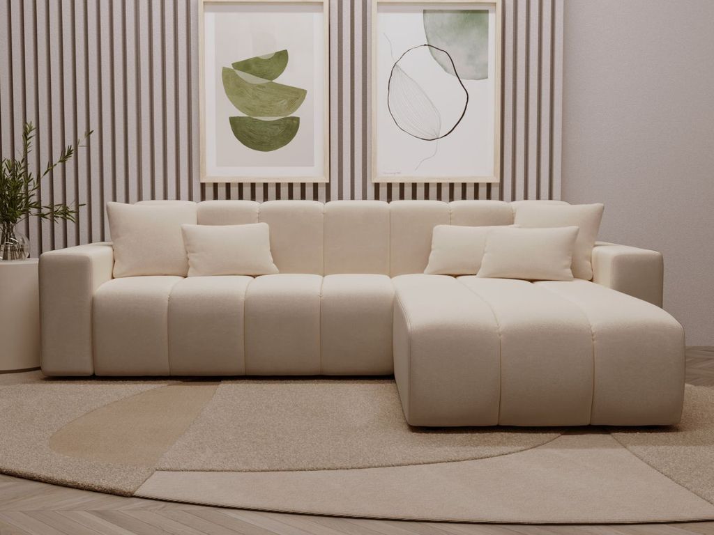 GrainGold Ecksofa L-Form Rechts Nork - Moderne Ecksofa, Wohnzimmer Ecksofa - Eckcouch Beige (Komodo 11)