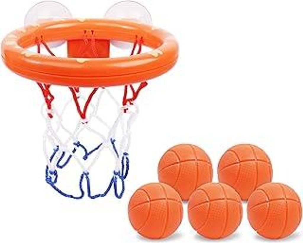 Vicloon Baby Badewannenspielzeug, Mini Basketballkorb mit 2 Saugnapf, 5 Bälle, Badezimmer Basketballkorb,Wasserspielzeug Kinder Spielzeug,Mini Bas...