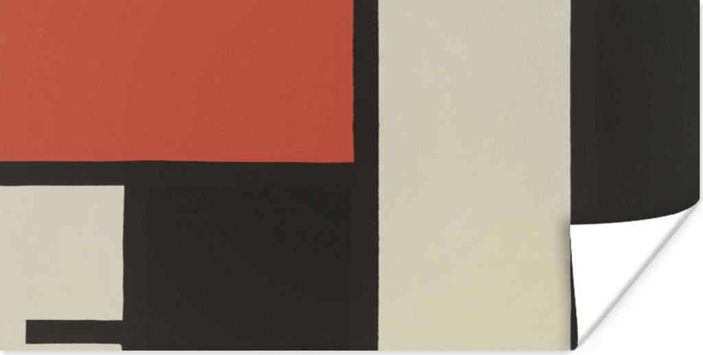MuchoWow Poster Komposition mit rotem Quadrat, schwarz, blau - Piet Mondrian 80x40 cm - Wanddeko