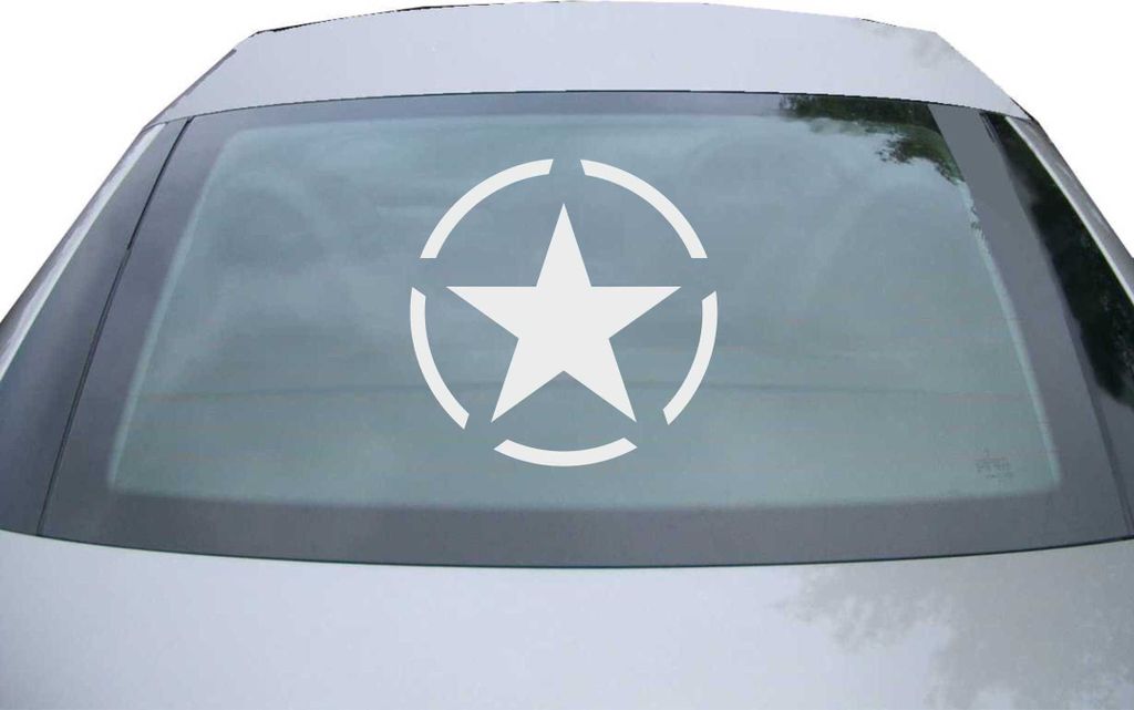 Indigos UG - Aufkleber Heckscheibe & Motorklappe DE6144 - silber - 600x600 mm - star - Auto Scheiben Fenster Heckklappe Tuning Racing JDM - Die cut