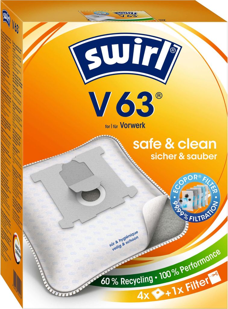 Swirl V 63 Staubsaugerbeutel Staubbeutel Microvlies für Produktbild 
