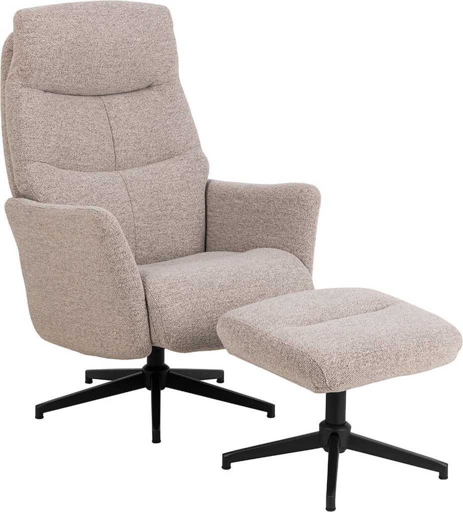 London Sessel Relaxsessel mit Fußhocker Bouclé Beige.