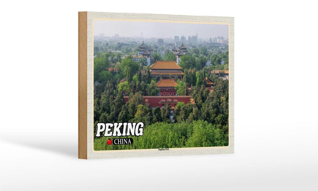 Holzschild Reise 18x12 cm Peking China Jingshan Park Dekoration