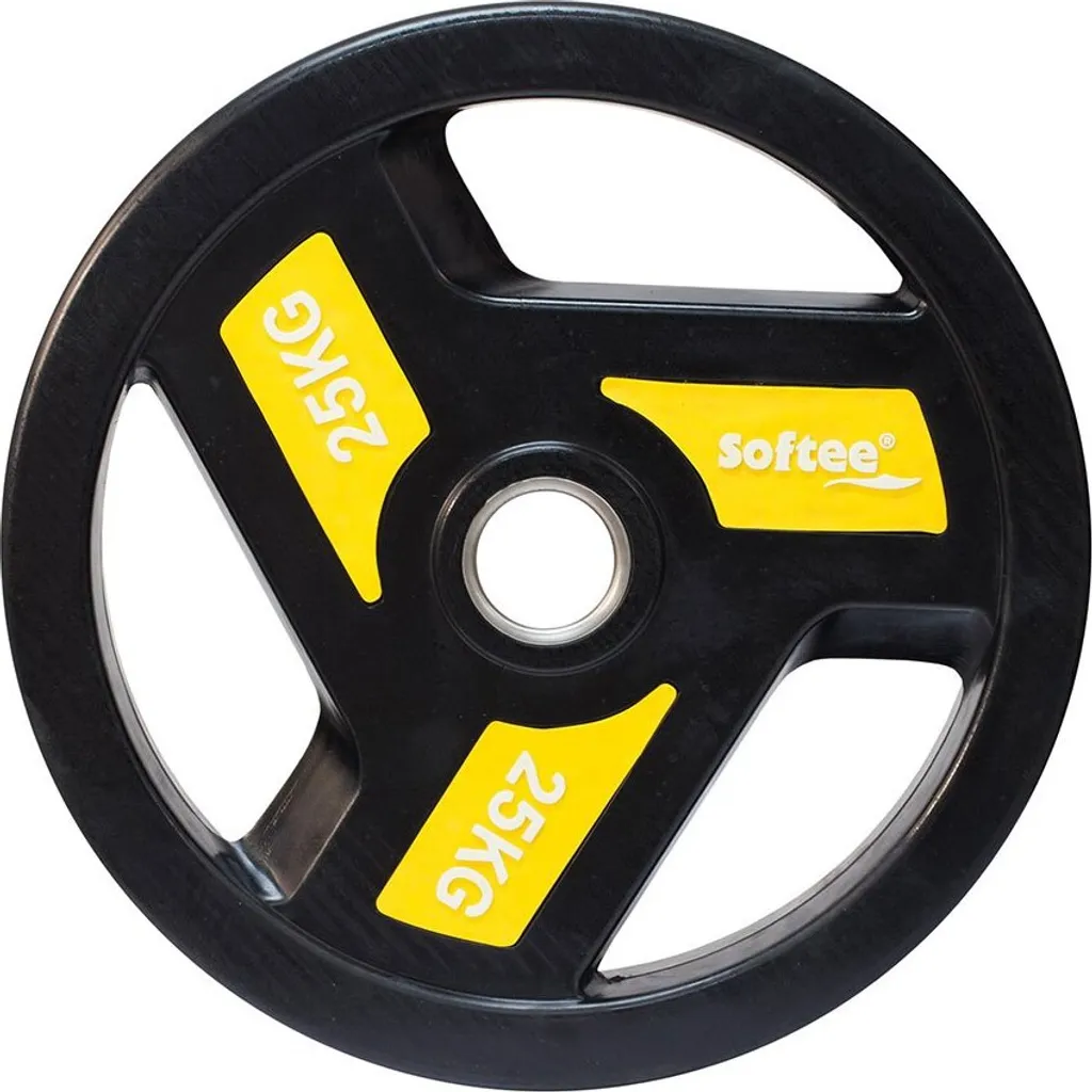 Disque de Musculation 25kg Softee Noir pour Haltères et Barres de Force