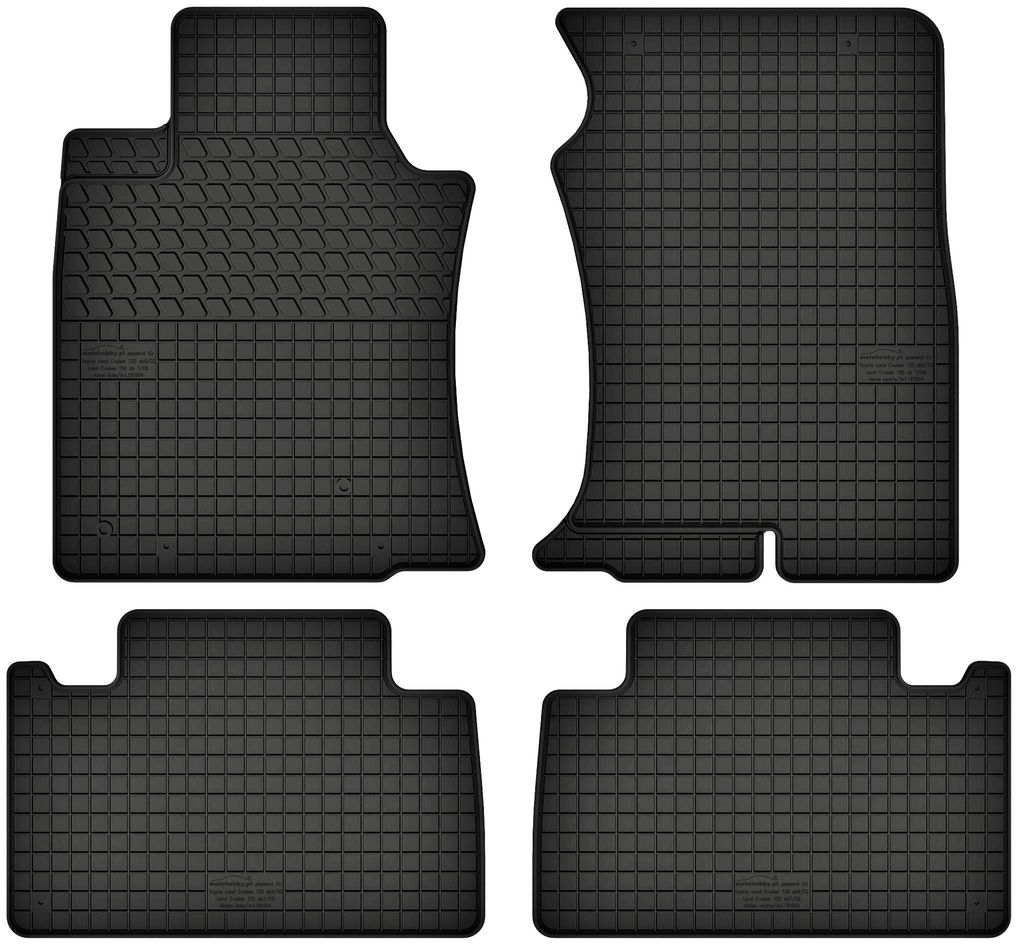 Gummimatten passend für Toyota Land Cruiser 120 (2002-2009) Gummi Fußmatten Satz Schwarz + Stopper
