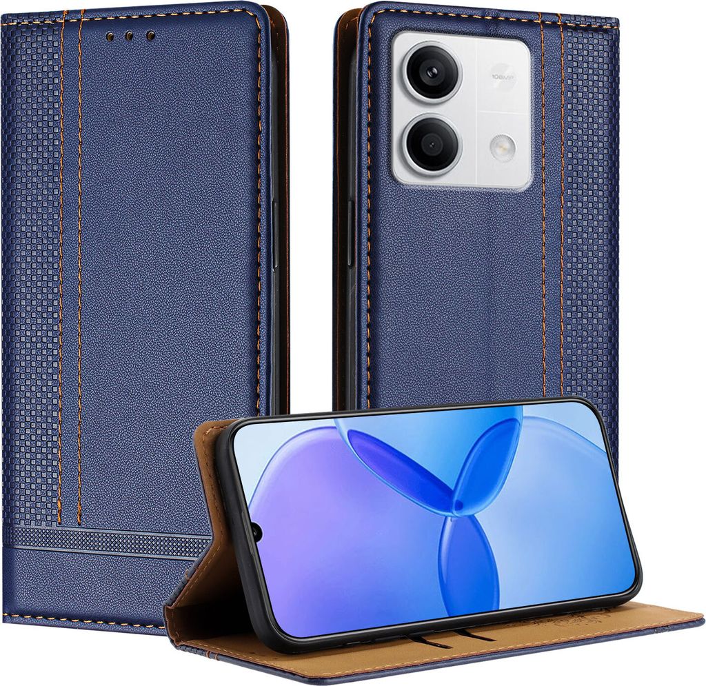Handyhülle für Xiaomi Redmi Note 13 5G Leder Flip Klappbare Schutzhülle mit Standfunktion Blau