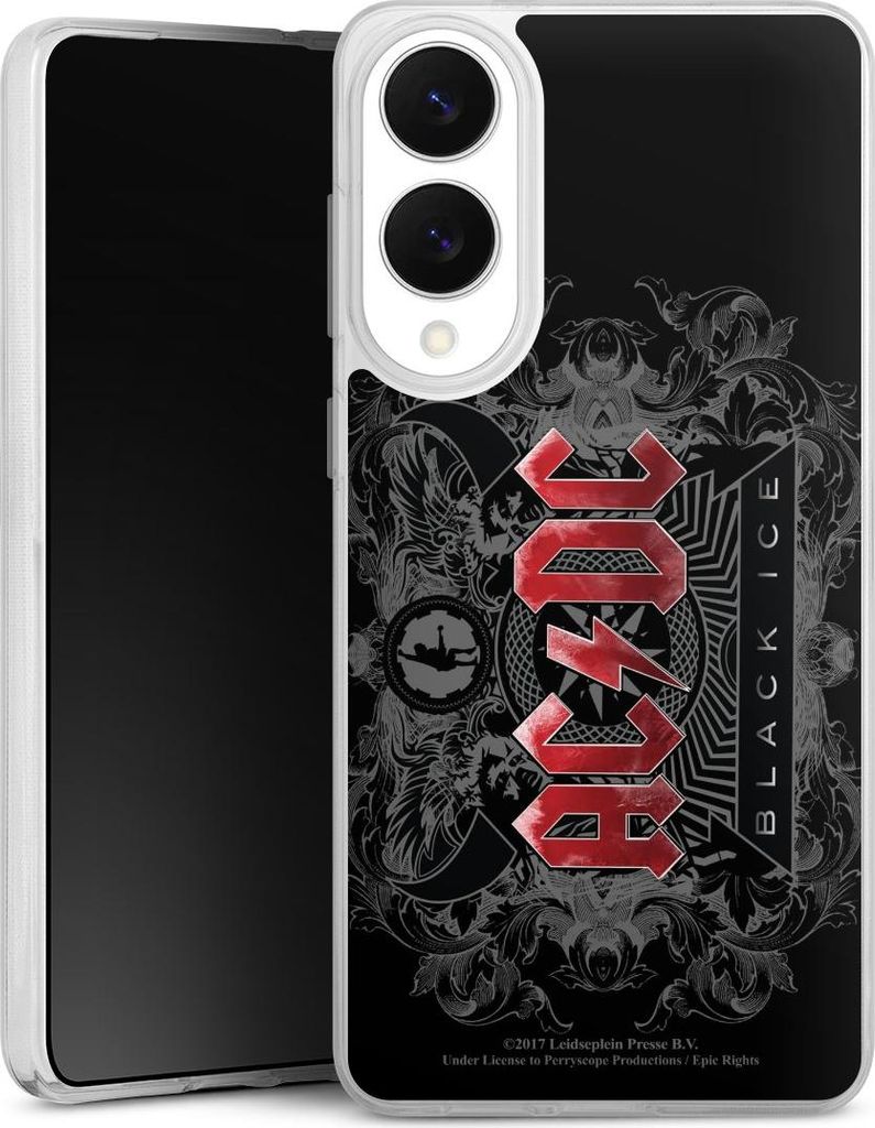 DeinDesign Handyhülle für Samsung Galaxy S25 Edge Silikon Hülle Case Smartphone Schutzhülle ACDC Black Ice Fanartikel