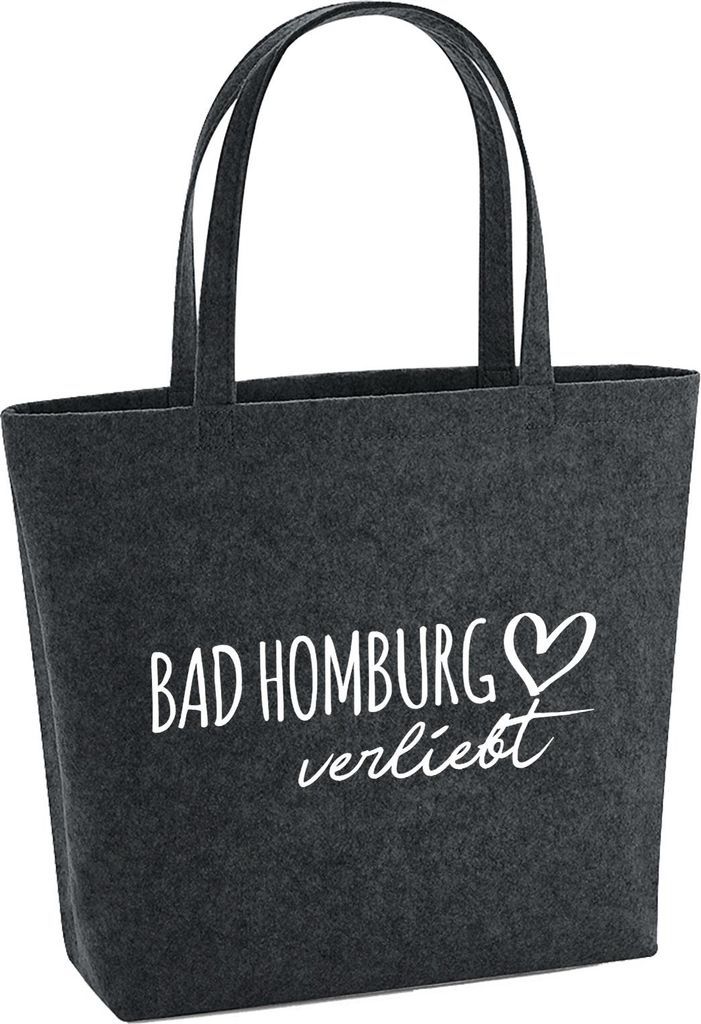 Huuraa Filzshopper Bad Homburg vor der Höhe verliebt 22 Liter Charcoal Melange Filztasche Geschenkidee