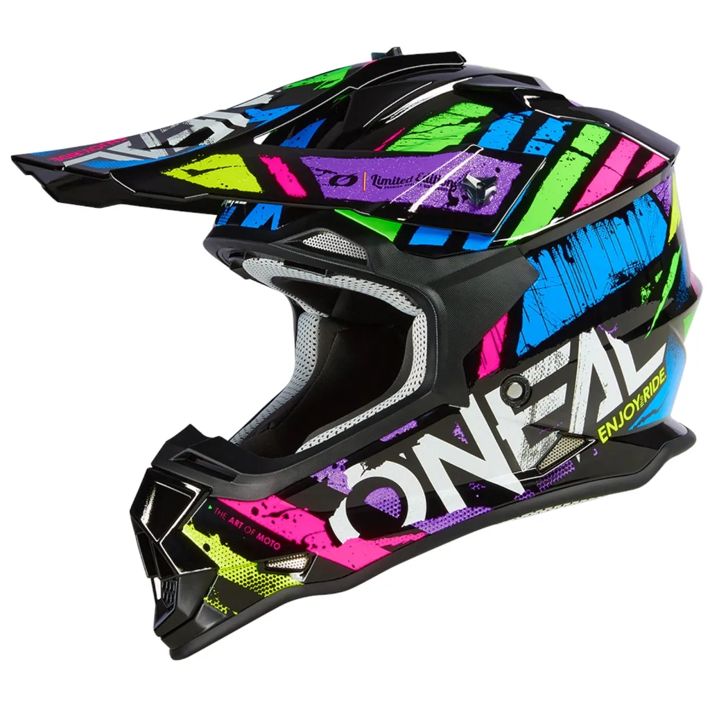 Casque Motocross O'Neal 2SRS GLITCH Multicolore - ABS Haute Densité