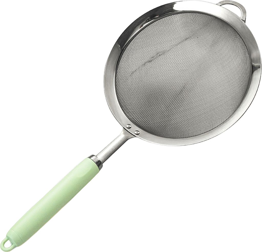 304 Edelstahl-Maschensieb Ergonomischer Griff Feinmaschiger Filterlöffel Drahtmehlsieb Sieb Metallsieb Skimmer Küchenbedarf