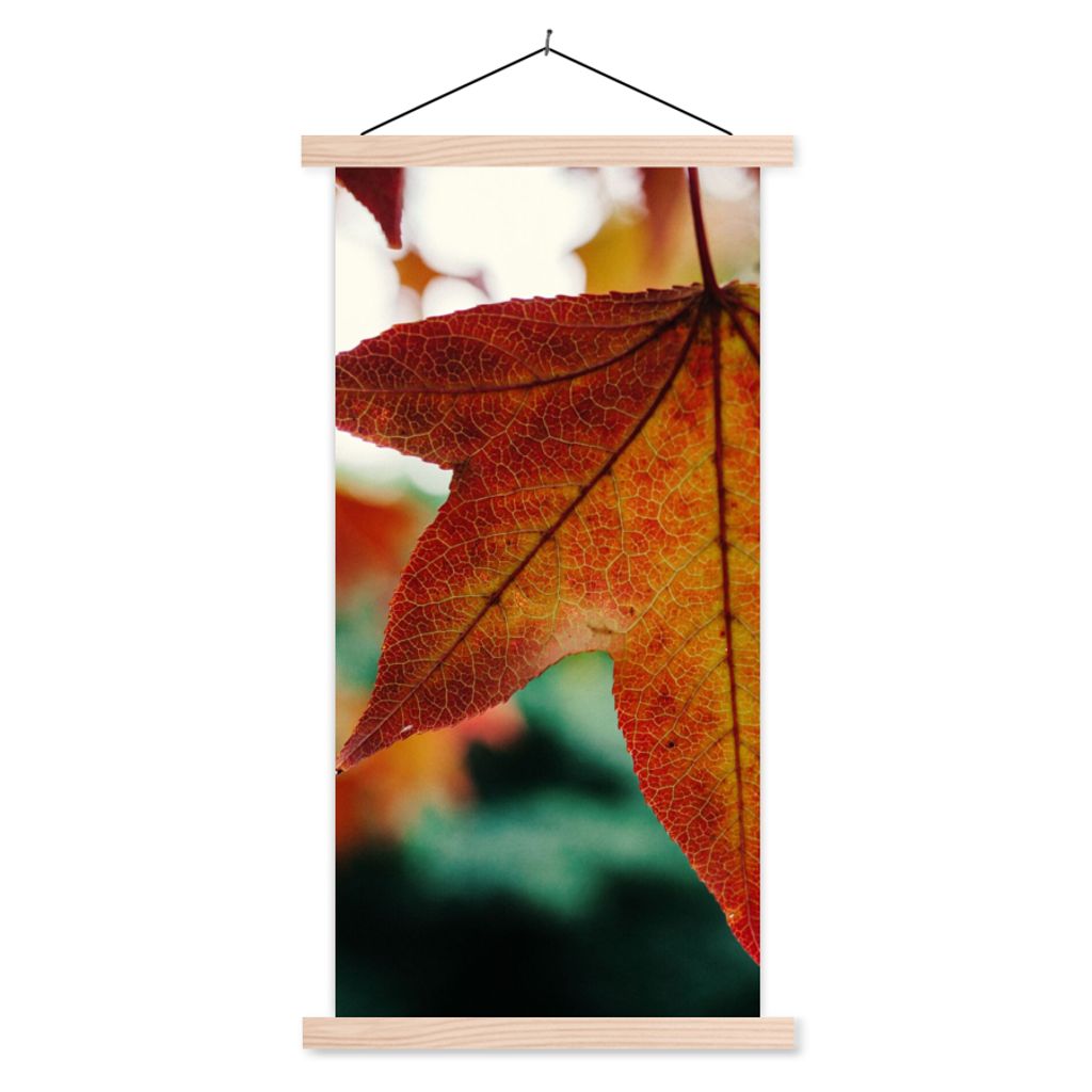 MuchoWow Textilposter Herbst - Landleben - Blätter - Jahreszeiten - Landleben 40x80 cm mit holzfarbenen Rahmen - Wohnzimmer