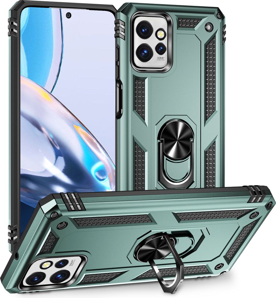 Schutzhülle für Motorola Moto G Power 5G 2023 Dual Layer Robust Militäre Fallschutz Hülle mit Ringhalterung Ständer Grün