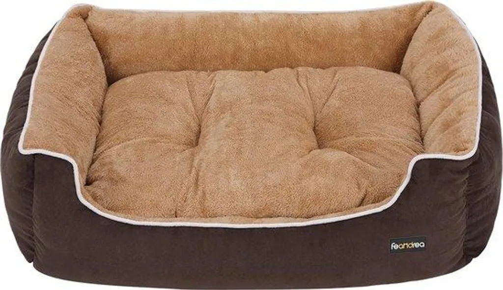 Lit pour chien orthopédique et doux - Fini le sol dur marron et beige