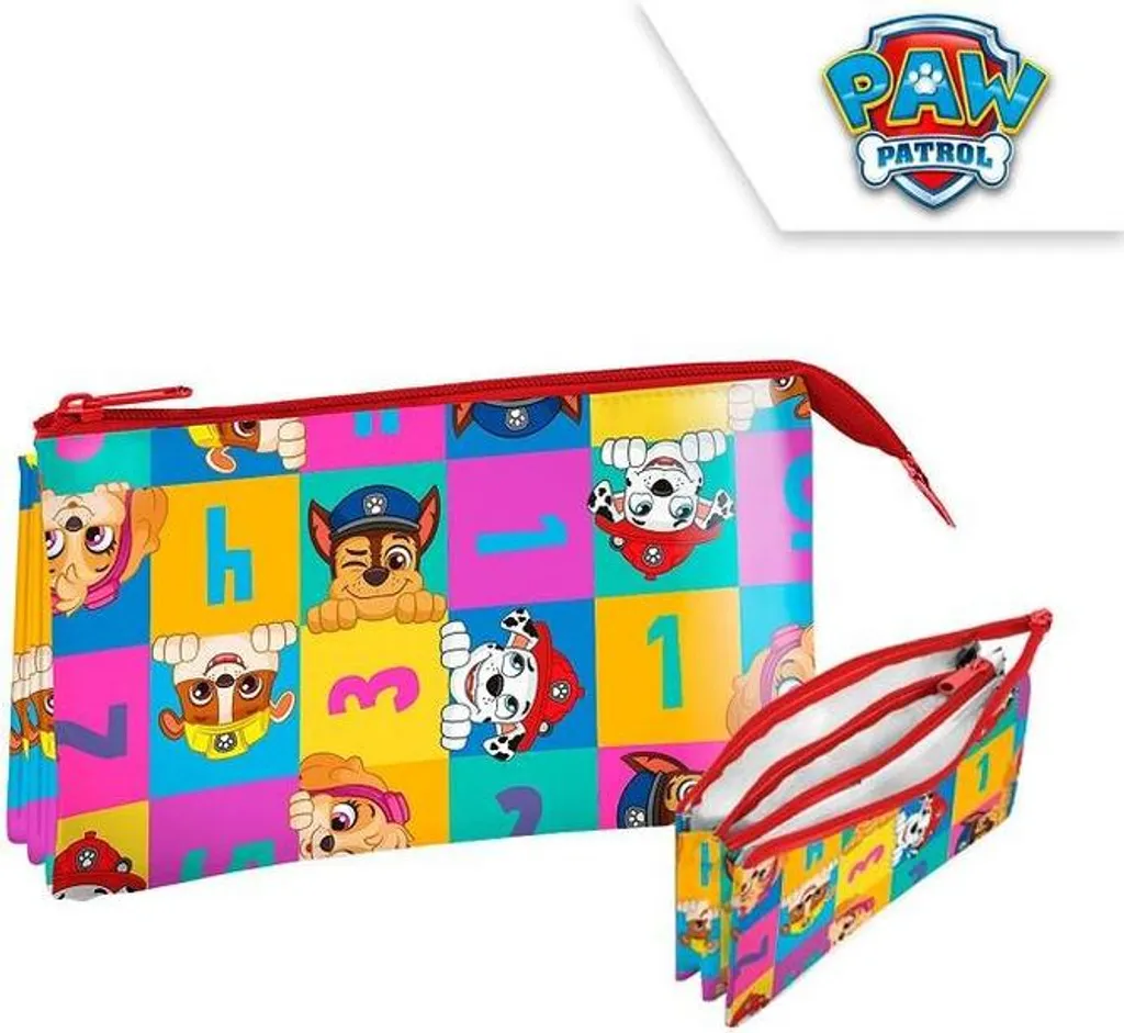 Trousse d'école Pat Patrouille haute capacité à 3 compartiments