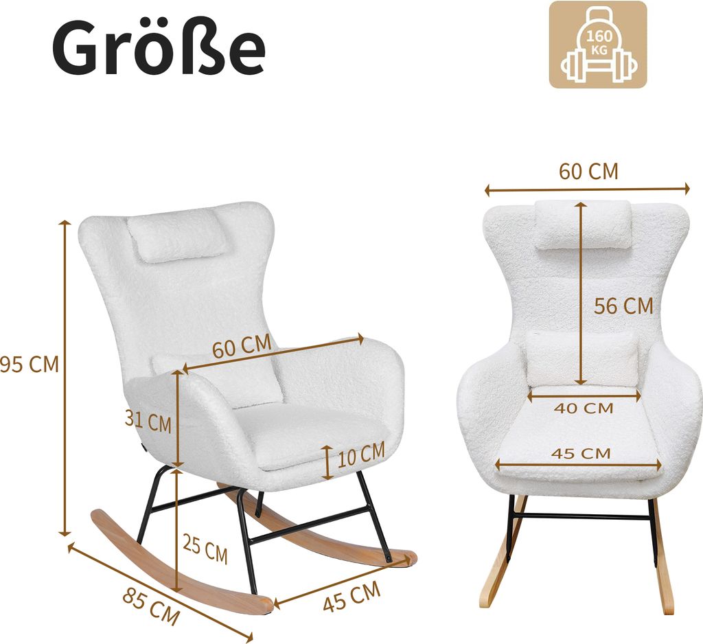 MODFU Schaukelstuhl Relaxsessel Polsterstuhl mit Produktbild 4
