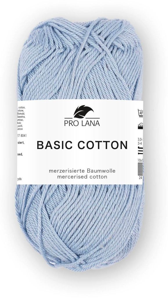 Pro Lana Basic Baumwolle uni 50 g/125m – dünne Wolle zum Häkeln und Stricken – 100% Baumwolle – Weiches Basic-Garn – Glänzend – Standa...