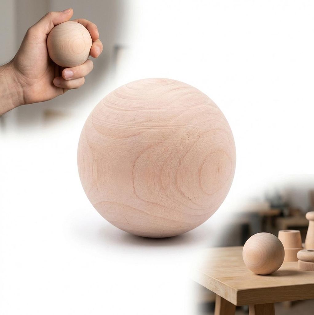 5 cm große, unbehandelte Buchenholzkugel für DIY, Decoupage, Bastelarbeiten und Handmassagen