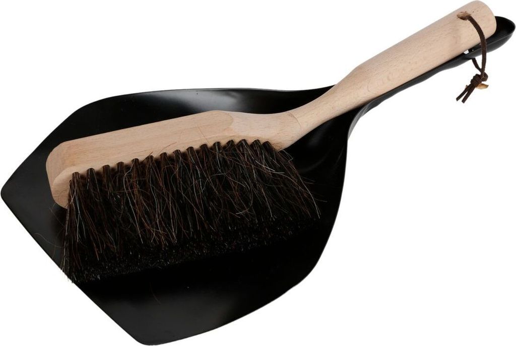 Metall-Kehrblech mit Handfeger Buchenholz Pferdehaar Handfeger Kehrschaufel