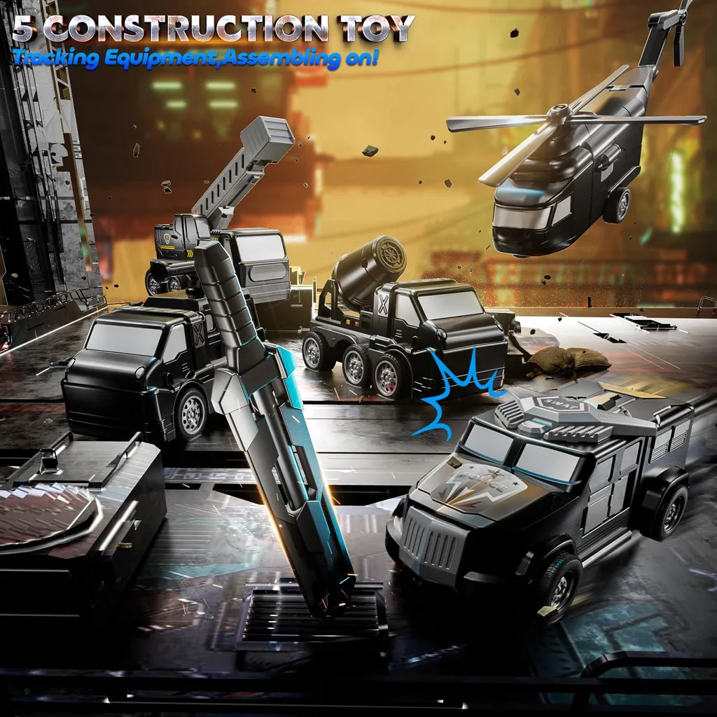 Jeu de construction robot de chantier noir transformable 5 en 1 - 9